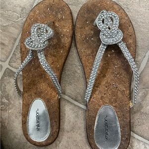 Xhilaration Silver and Cork Knotted Design Women's Sandals